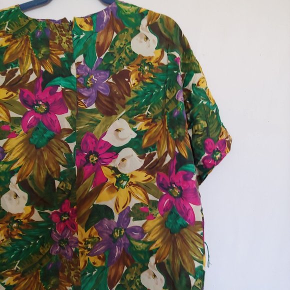 Pat Argent Collection 100% Silk hawaiin print midi short sleeve size 10 - Picture 10 of 12